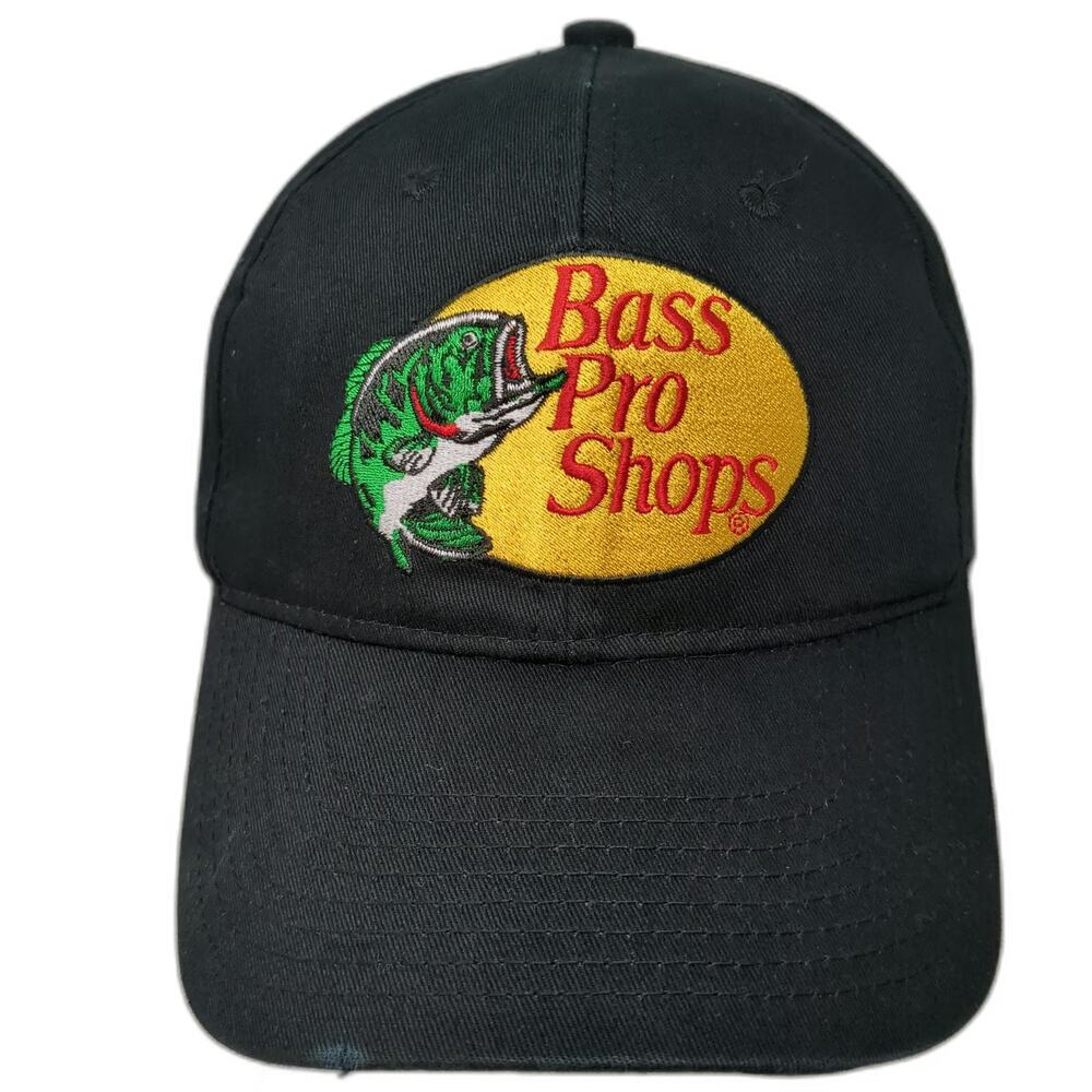 Bass Pro Shops Snapback Black One Size Hat Gone Fishing Bass Fish Patch Logo